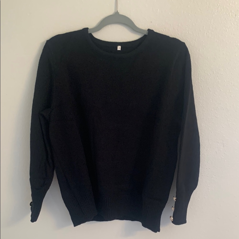 Breezy Lane Sweater Long Sleeve Trendy Black Crewneck Casual Pullover Sweater XL